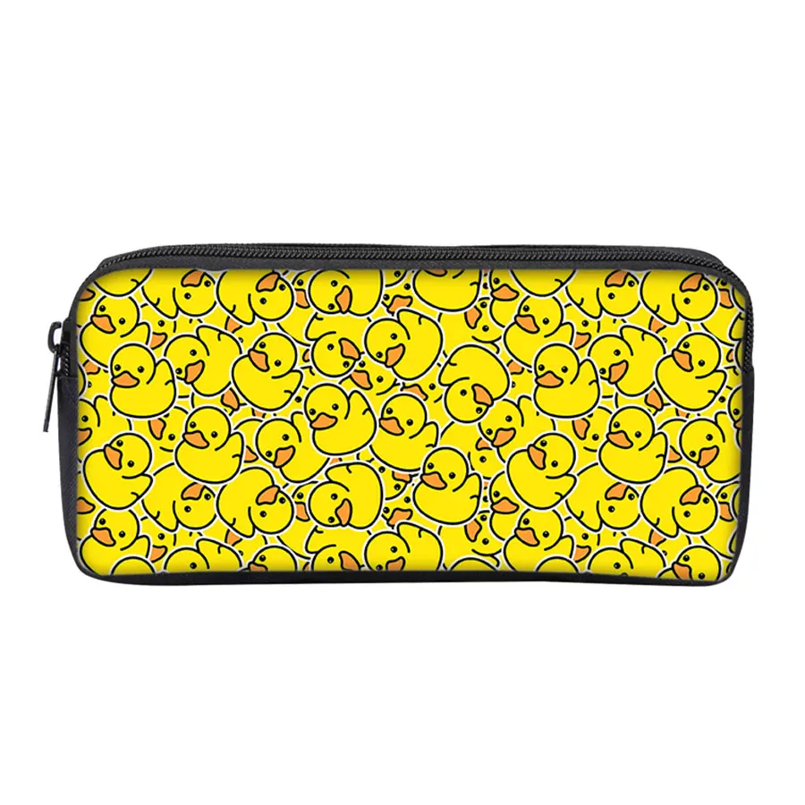 Gelbe Ente, einlagiges Federmäppchen für Jungen/Mädchen, Kinder, beste Geschenke, 2D-Flach-Cartoon-Federmäppchen für Teenager, Schulbedarf