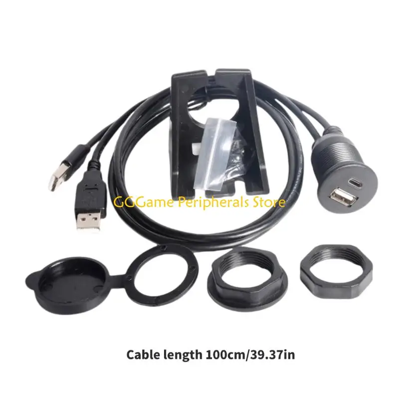 U55B Double Port USB Female Type C Female Extension Cable 1m Reinforced PVC