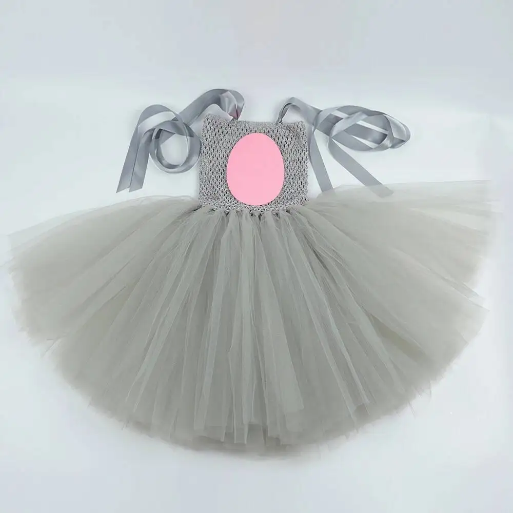 Baby Girls Grey Mouse Costumes for Kids Gray Rat Princess Dresses with Ears Bow Tie Tail Children Halloween Birthday Tutu Outfit