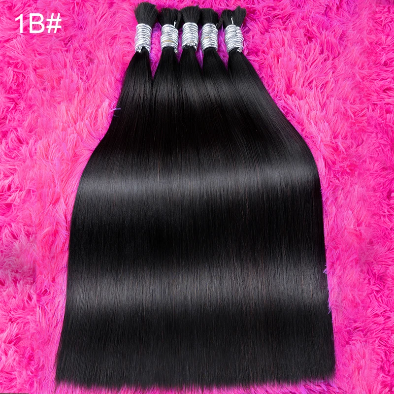 Virgin Straight Brazilian Remy Human Hair Extension 100g Bulk No Weft for Braiding Real Colored Hair
