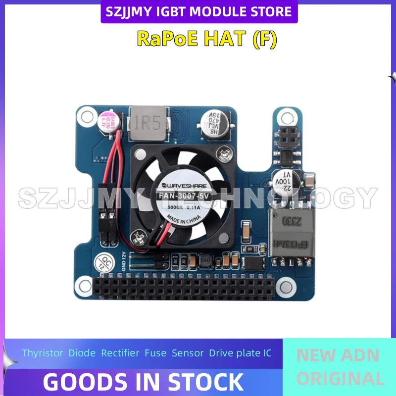 brand new  Raspberry Pi 5th Generation Power over Ethernet Expansion Board PoE Supports 802.3af/at with Cooling Fan