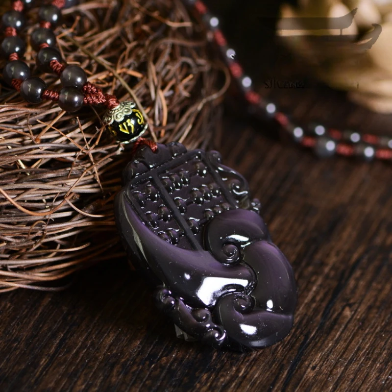 Natural crystal ice obsidian pendant wishful thinking pendant engraving men's and women's jewelry