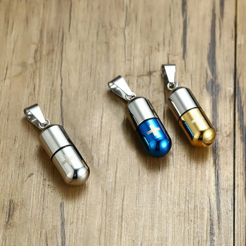 Trendy Pill Holder Pendant  Waterproof Titanium Steel Pill Pendant  Polishing Useful Pill Pendant