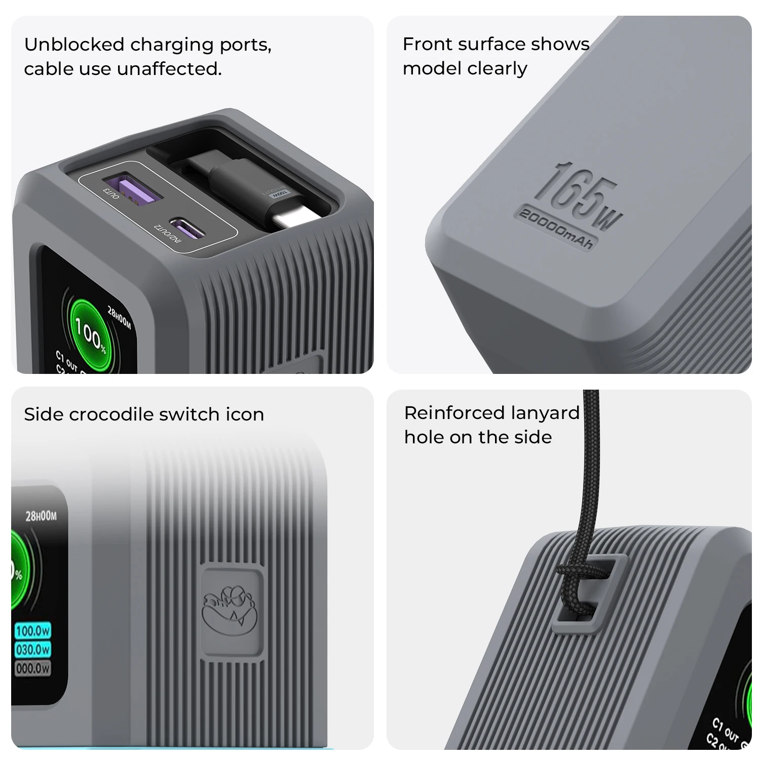 حافظة سيليكون SIKAI لهاتف UGREEN Nexode165W 20000mAh Power Bank PD3.0 غطاء آمن مضاد للغبار ومقاوم للخدش
