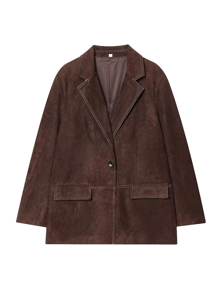 

HH женский элегантный прямой пиджак с карманами и отложным воротником, уличная одежда с длинными рукавами и одной пуговицей, однотонный облегающий зимний пиджак