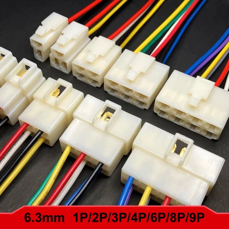 

6.3mm automobile harness connector 1P 2P 3P 4P- 9Pin electric motorcycle controller male and female plug wire length 30cm DJ7021