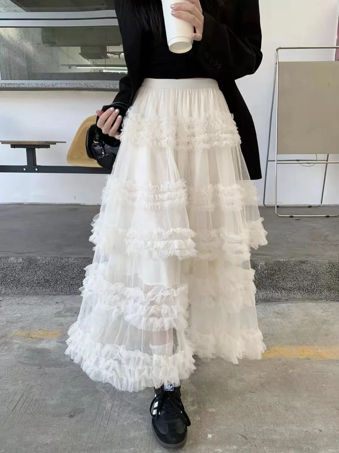 Heavy Embellished Layered Tulle Skirt Half-length Cake Style Bell Bottoms Fairy Atmosphere Vacation Vibes Women's High Waist ...