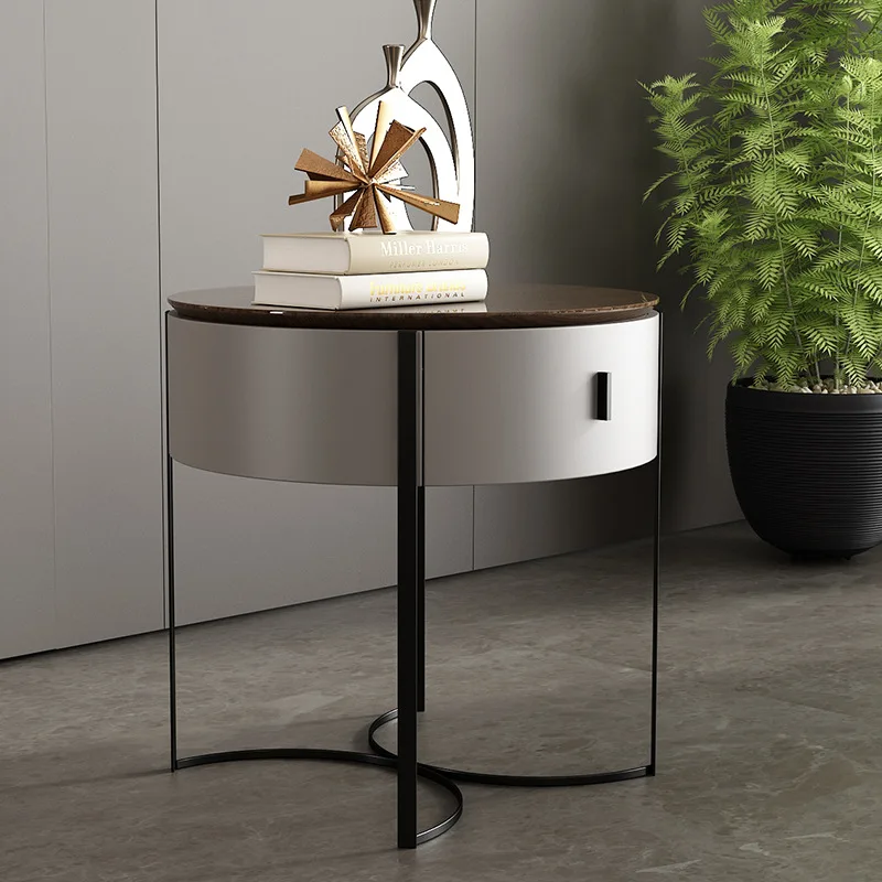 Minimalistisch rond massief houten modern minimalistisch notenhouten nachtkastje