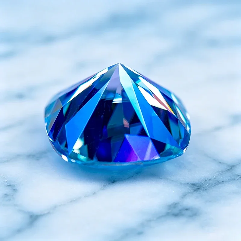 Moissanit-Stein, Kissenförmiger Schliff, Eisblauer Edelstein für DIY-Schmuckherstellung, Besteht Diamanttest mit Zertifikat – Detail 2
