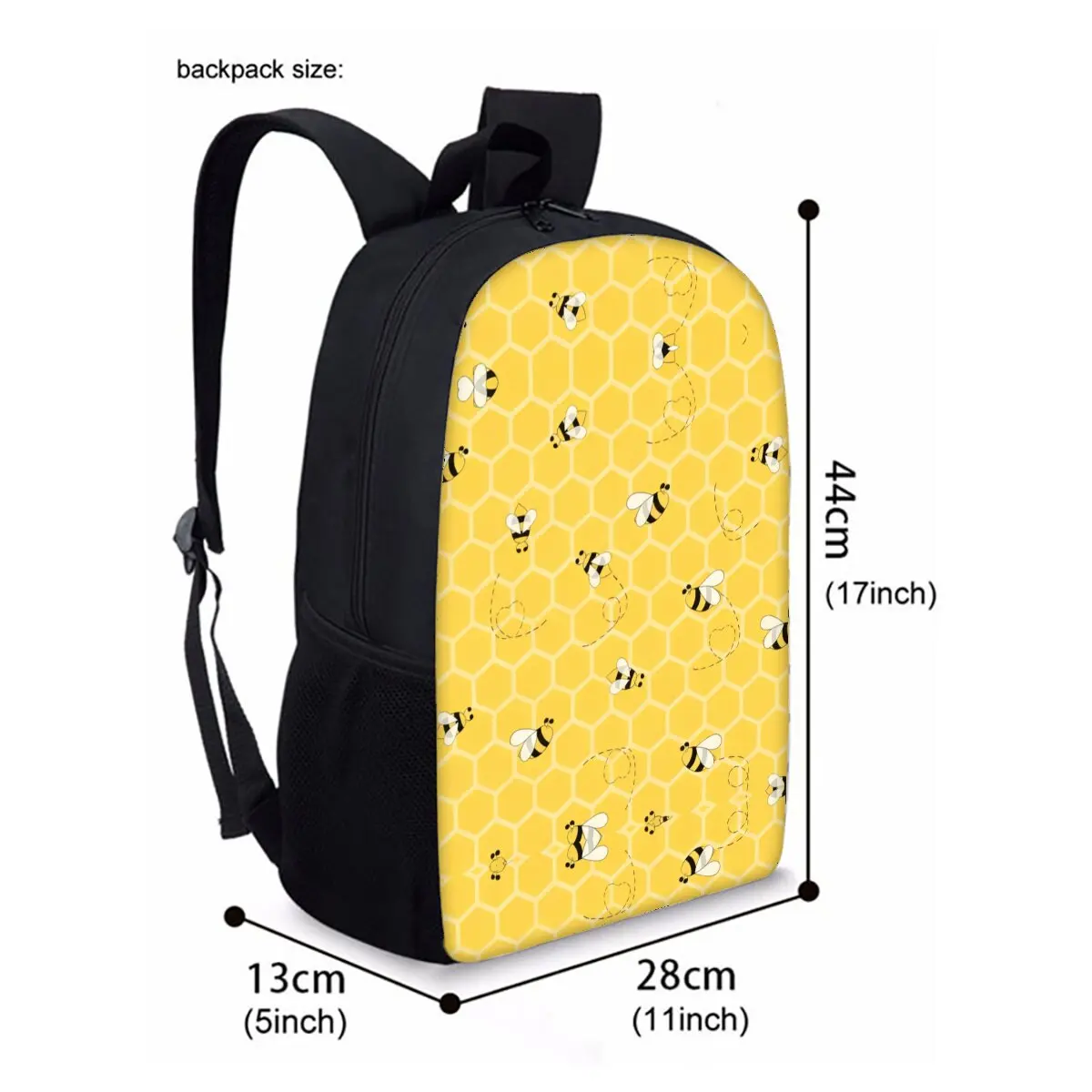 Bee Print Single Layer Backpack for Boy and Girls Best Gifts 2D Flat Cartoon School Bag for Children Bags