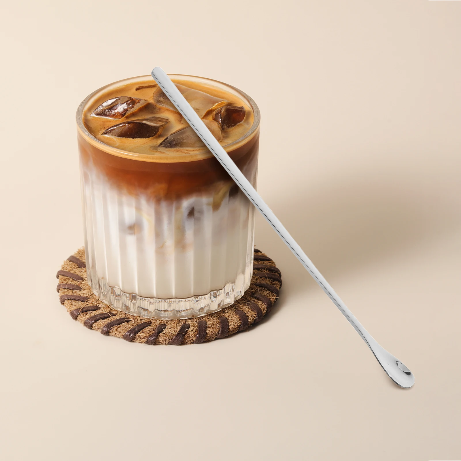 

1Set Stainless Steel Mixing Spoons Long Handle Dessert Coffee Tea Spoons Thickened Polished Fading Resistant Spoon for Cold