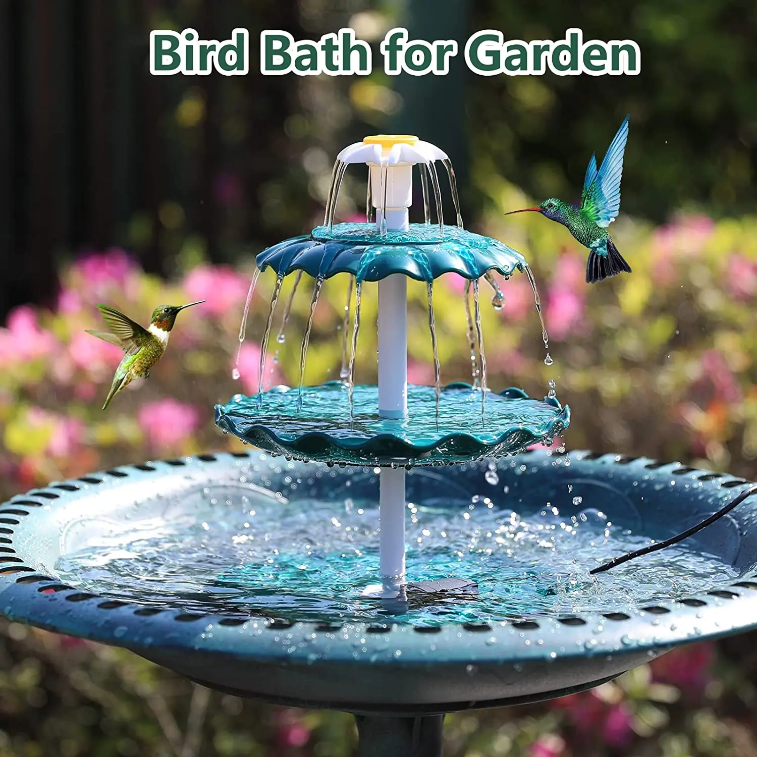 AISITIN 3 Tiered Vogel Bad mit 2,5 W Solar Pumpe, DIY Solar Brunnen Abnehmbare und Geeignet für Vogel Bad, Garten Dekoration