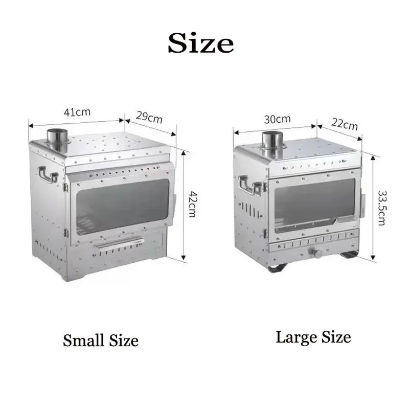 Portable Camping Wood Stove, 430 Stainless Steel Tent Heater with Secondary Burning & Split Chimney Pipe