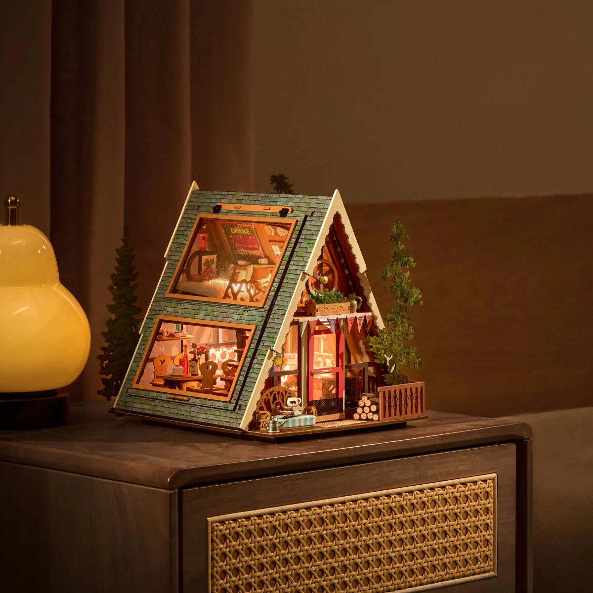 DIY Miniature A-Frame Cabin Wooden Model Kit - 3D Puzzle Home Decor 3