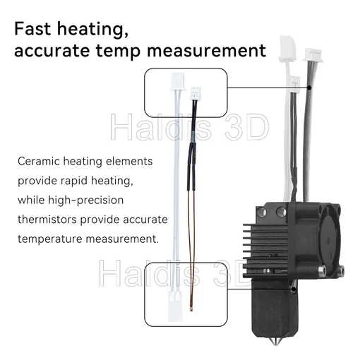 Imagen 2 del producto Para Bambu Lab P1 P1S P1P Kit Hotend mejorado con ventilador boquilla de acero endurecido de 0,4mm extremo caliente para piezas de impresora 3D Bambulab X1 X1C