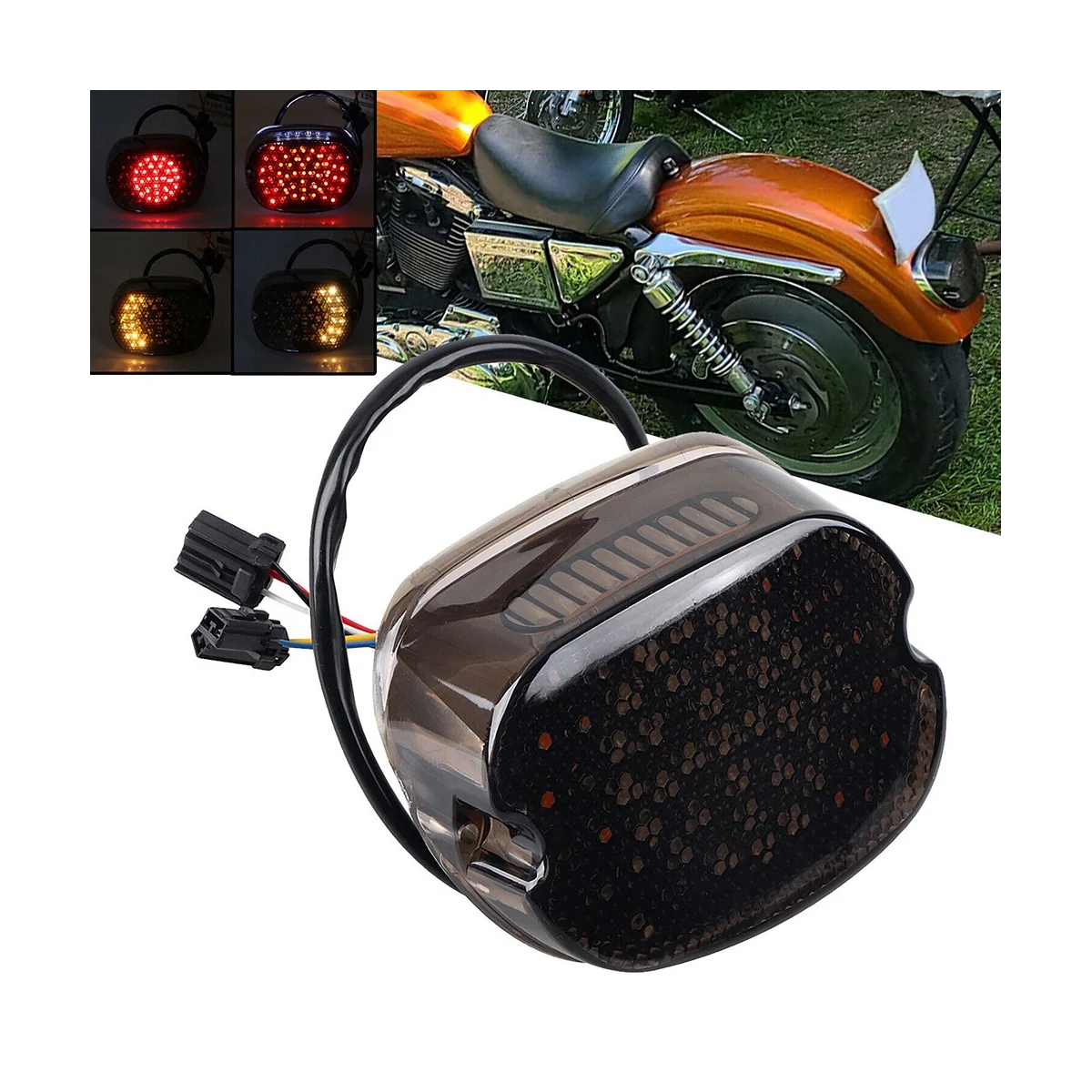 Motorcycle LED Brake Tail Light Integrated Turn Signal for Harley Sportster Dyna