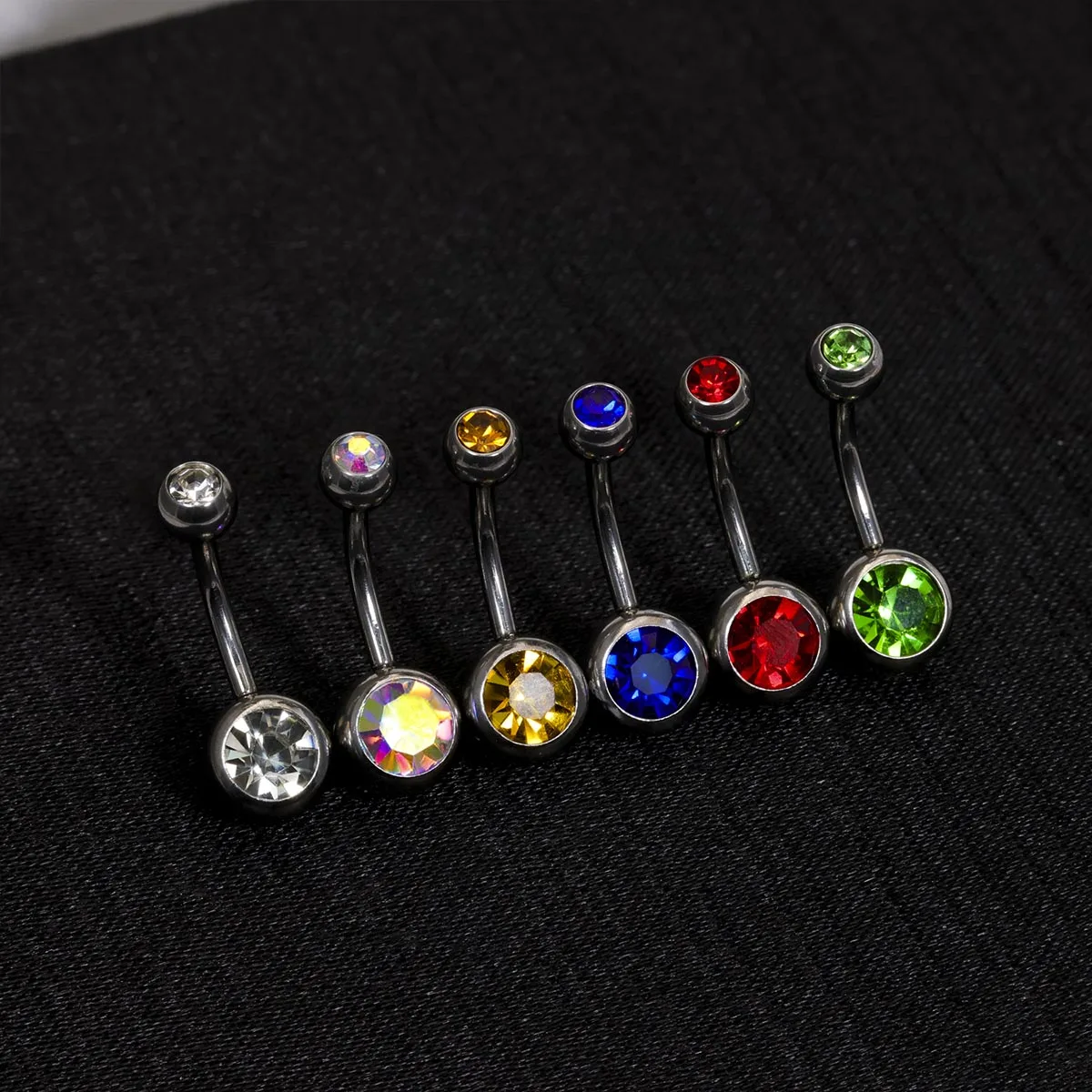 1PC G23 Titanium Crystal Gem Curved Barbell Rings Belly Button Navel Rings Piercings Nombril Ombligo Piercing Charming Jewelry