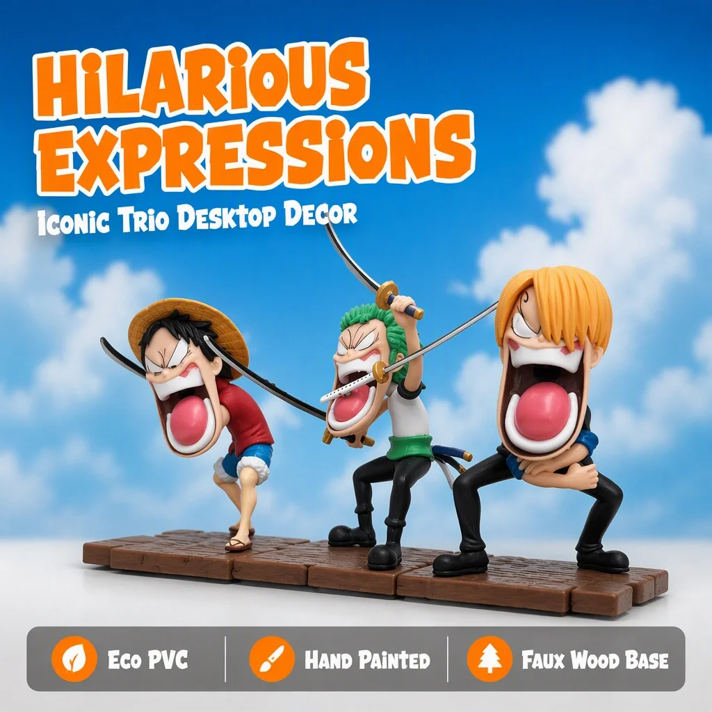 10cm PVC Figure Luffy Zoro Sanji One Piece Straw Hat Trio Set Anime Collection Display Decorative Showpiece Memorabilia Gift