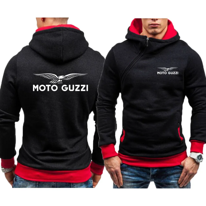 2024 Fashion Motorcycle racing Men's Hoodies moto guzzi print Spring Autumn Men's Cardigan Zipper Long Sleeve Sweatshirts top