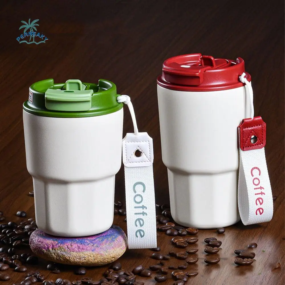 

Creative Stainless Steel Double Drink Coffee Cup Large Capacity with Lid Thermal Cup Portable Sports Straw Cup Outdoor Travel