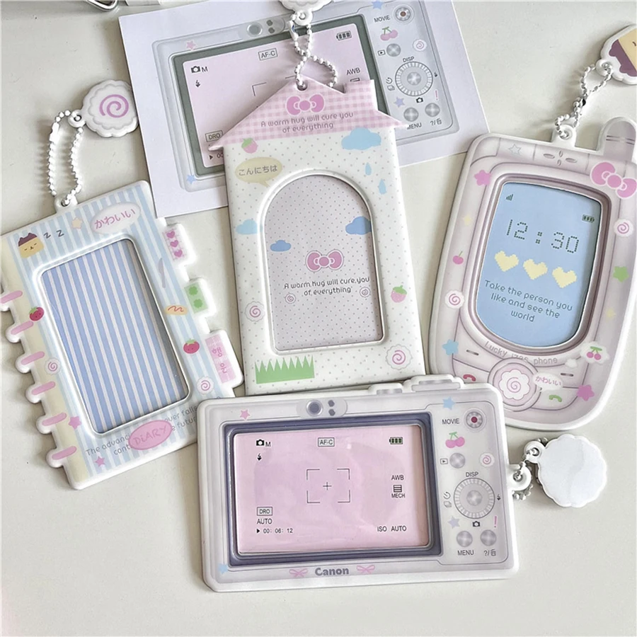 PVC card cover mobile phone camera fan star love beans small card campus card collection card bag display pendant