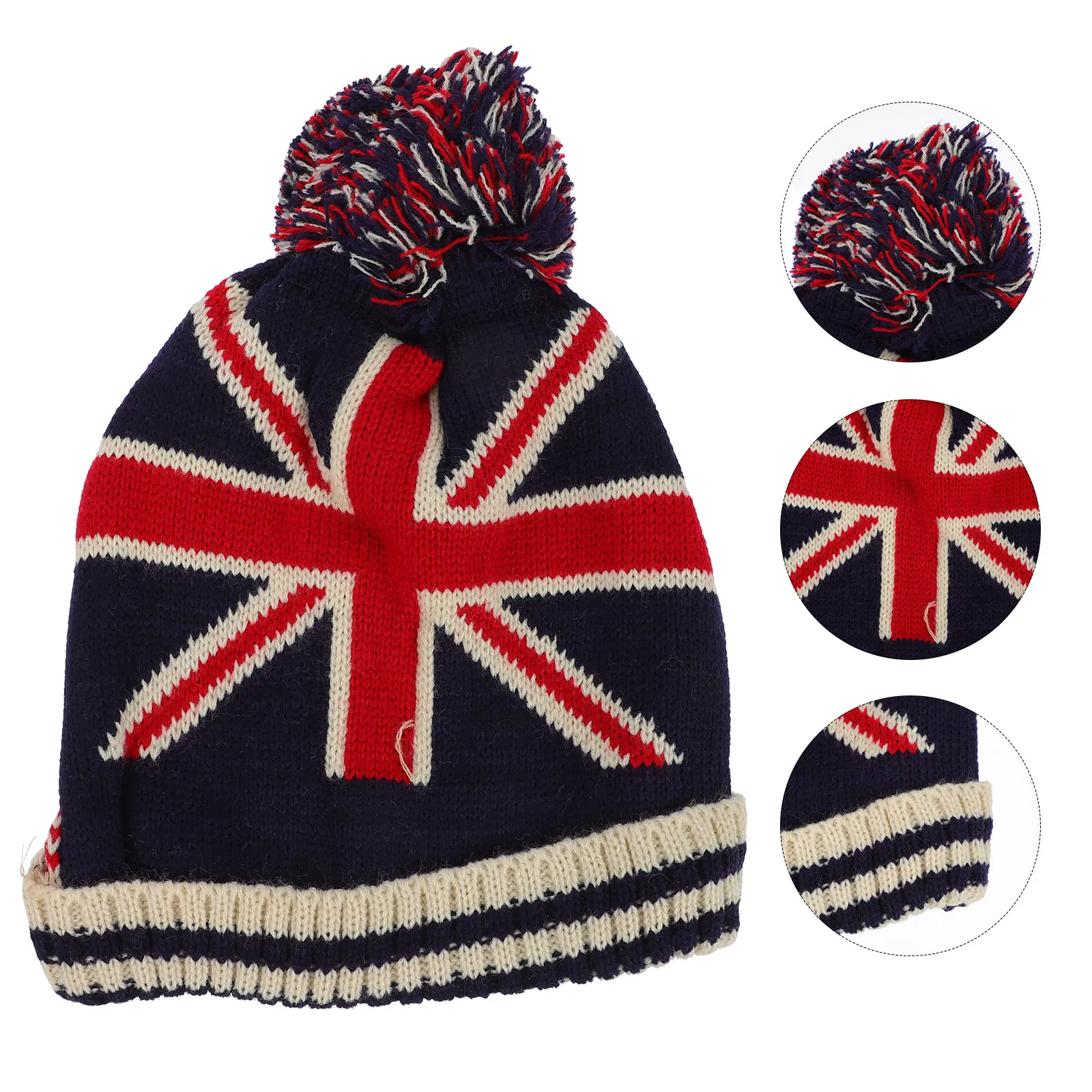 

1Pcs Fashionable Uk Flag Knitted Hat Warm Soft Acrylic Fibers Winter Hat for Women Girls Unisex Running Skiing Riding Climbing