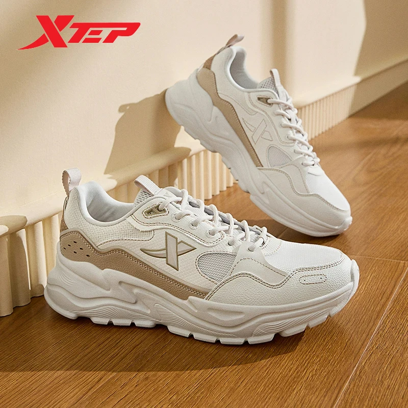 Xtep Casual Shoes For Men 2024 Spring Shock Absorption Men\'s Sports Shoes Street Style Thick Sole Increase Sneakers 876119320042