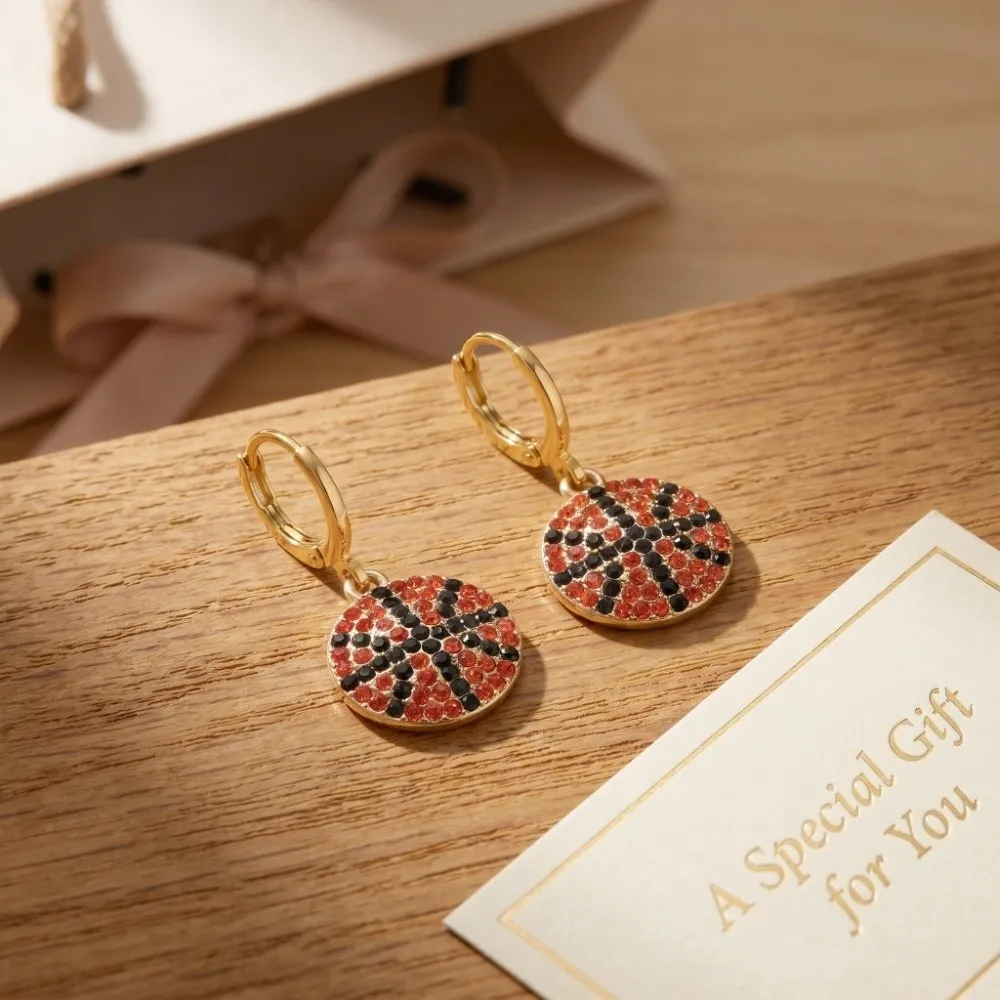 Rhinestone Sporty Alloy Stud Earrings Baseball Soccer Rugby Football Ear Hooks Sports-Inspired Embellishments