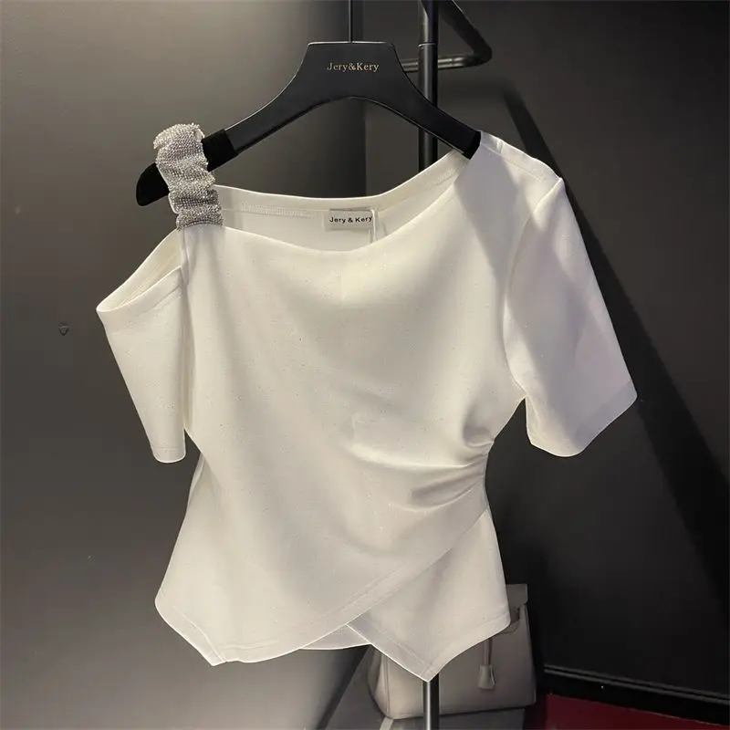 Chic Tops for Women, Batwing Sleeve T-Shirt, Casual Embroidered Flares, Luxury Korean Style Clothes, Fashion, Summer, Y2k, 2023