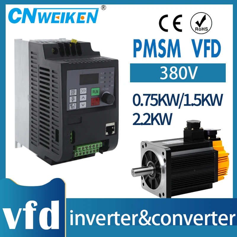 

Frequency Converter For Motor 380V 0.75KW/1.5KW/2.2KW/4KW 3 Phase Input 380V PMSM AC Drive VFD Inverter