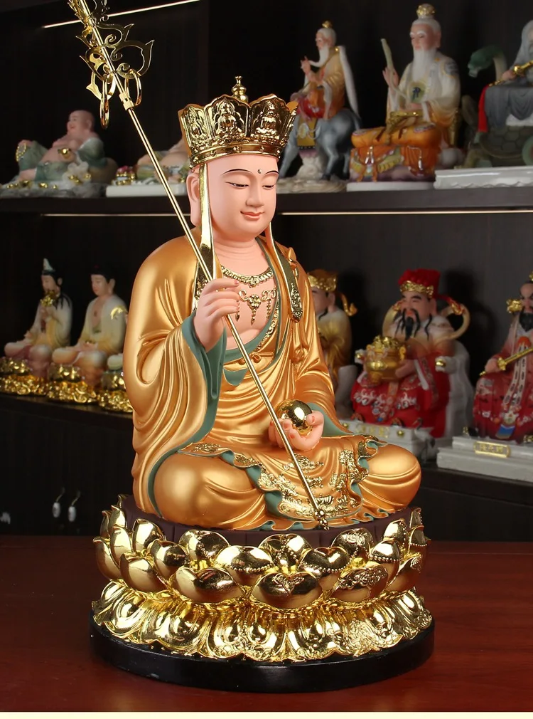 Wholesale Buddhism figure ksitigarbha bodhisattva buddha HOME temple clan hall protection Propitious Prosperity safety statue view 2