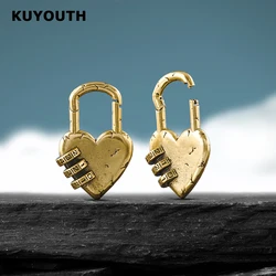 KUYOUTH Punk Expanders Stretchers Copper Magnet Heart Combination Lock Body Jewelry Ear Weight Gauges Earring Piercing  2PCS