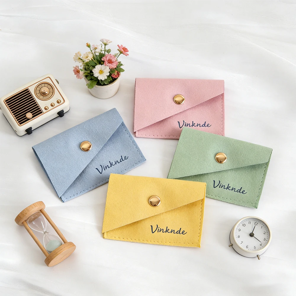 

Персонализированный логотип, подарочная сумка для ювелирных изделий, 9x7 см, чехол из микрофибры на кнопках для кольца, серег, браслета, дорожные духи, свадебная подарочная коробка