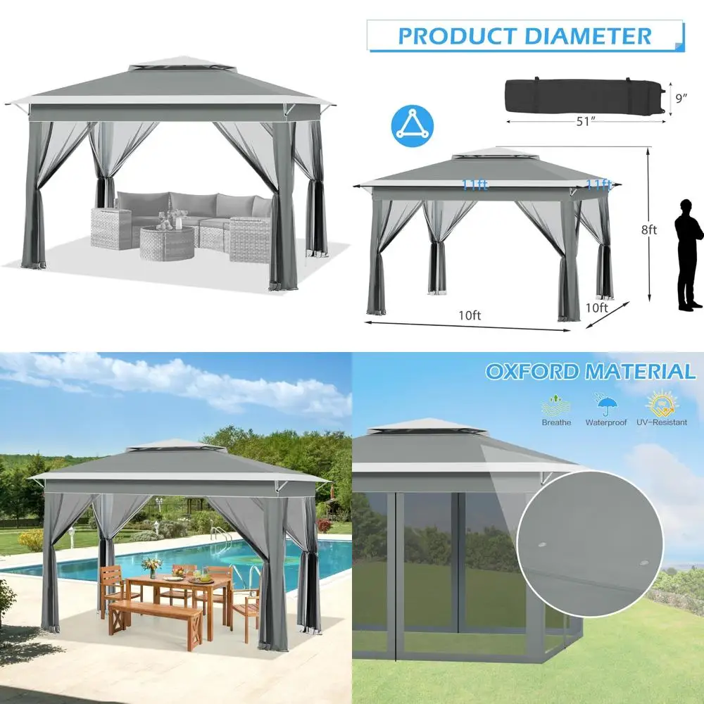 

Альтанка для мгновенного патио с москитной сеткой, водонепроницаемая защита от ультрафиолета, портативное уличное укрытие для вечеринок