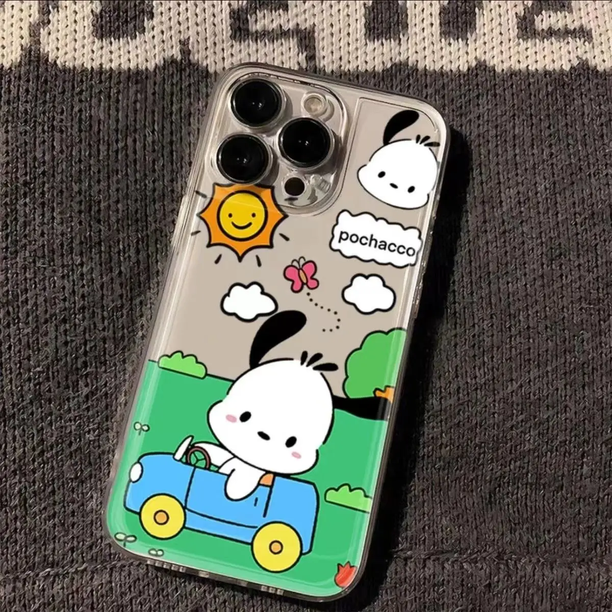 Bonita funda de teléfono transparente Hello Kittys Pochacco para iPhone 16, 15, 14, 13, 12, 11, Mini Pro Max, X, XR, XSMax, 6S, 6, 7, 8 Plus, SE20