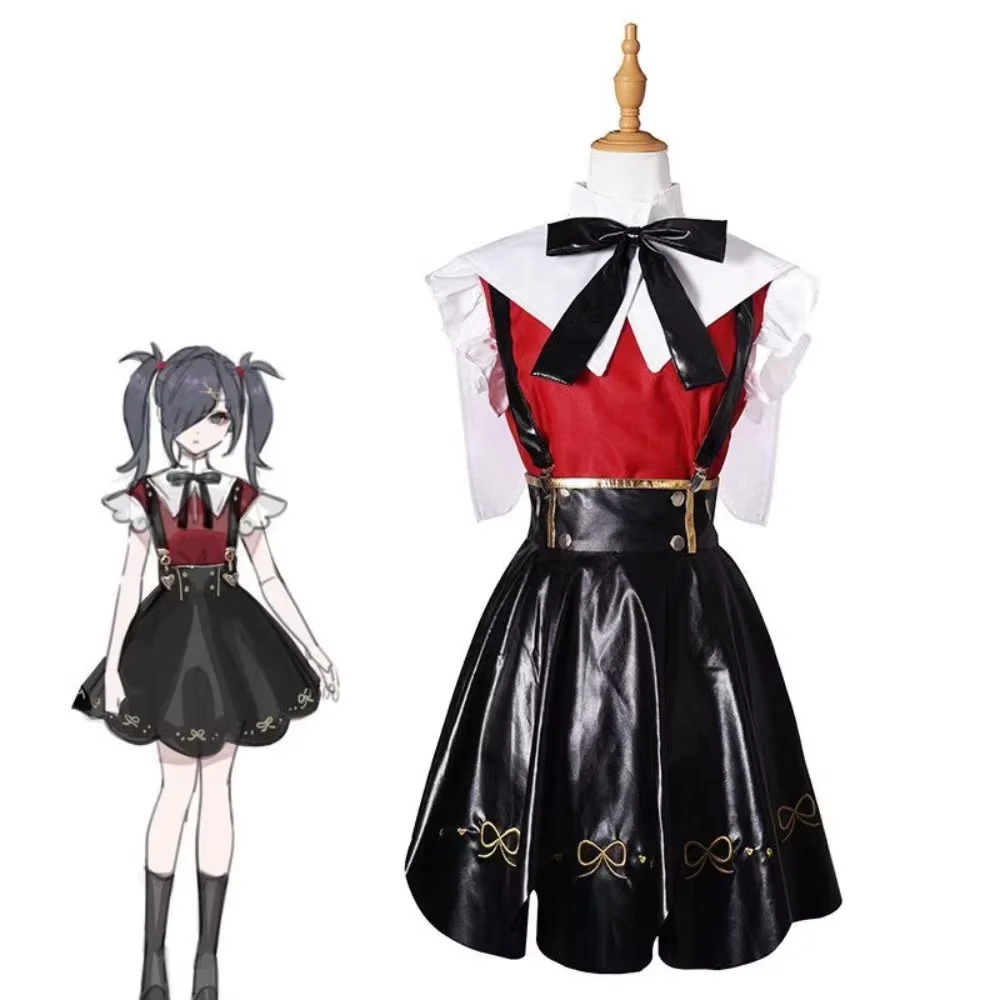 

NEEDY GIRL OVERDOSE Cosplay Costumes For Women Ame Outfit With Red Vest Black Leather Skirt Role Play Party Carnival Outfit