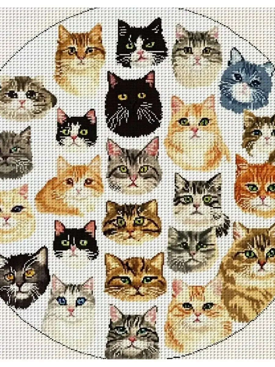 1 Stück 40x40 cm/15,74 Zoll Katzen-Stempel-Kreuzstich-Set DIY-Kit 11CT/14CT DIY-Stickerei-Set DIY-Kreuzstich-Set als Geschenk – Detail 1
