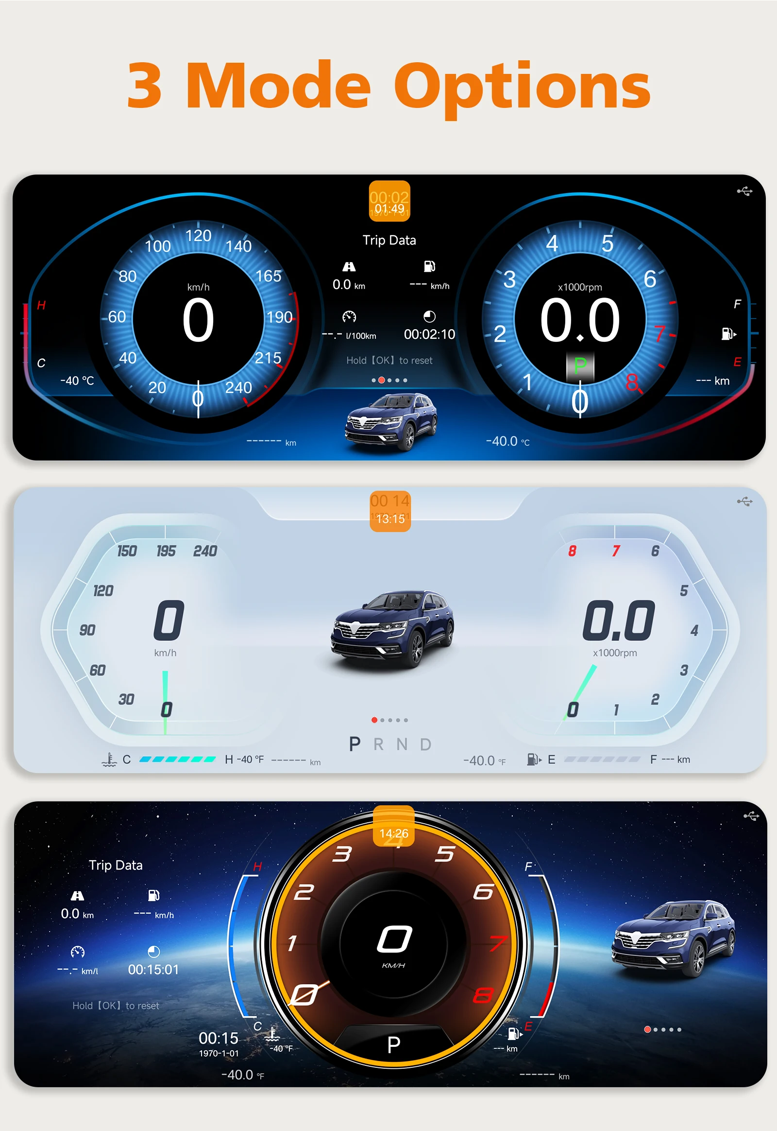 Hizpo 12,3" Carplay Android Auto LCD-Dashboard-Bildschirm für Renault Koleos 2016-2019 Digitales Auto-Instrumentencluster – Detail 7