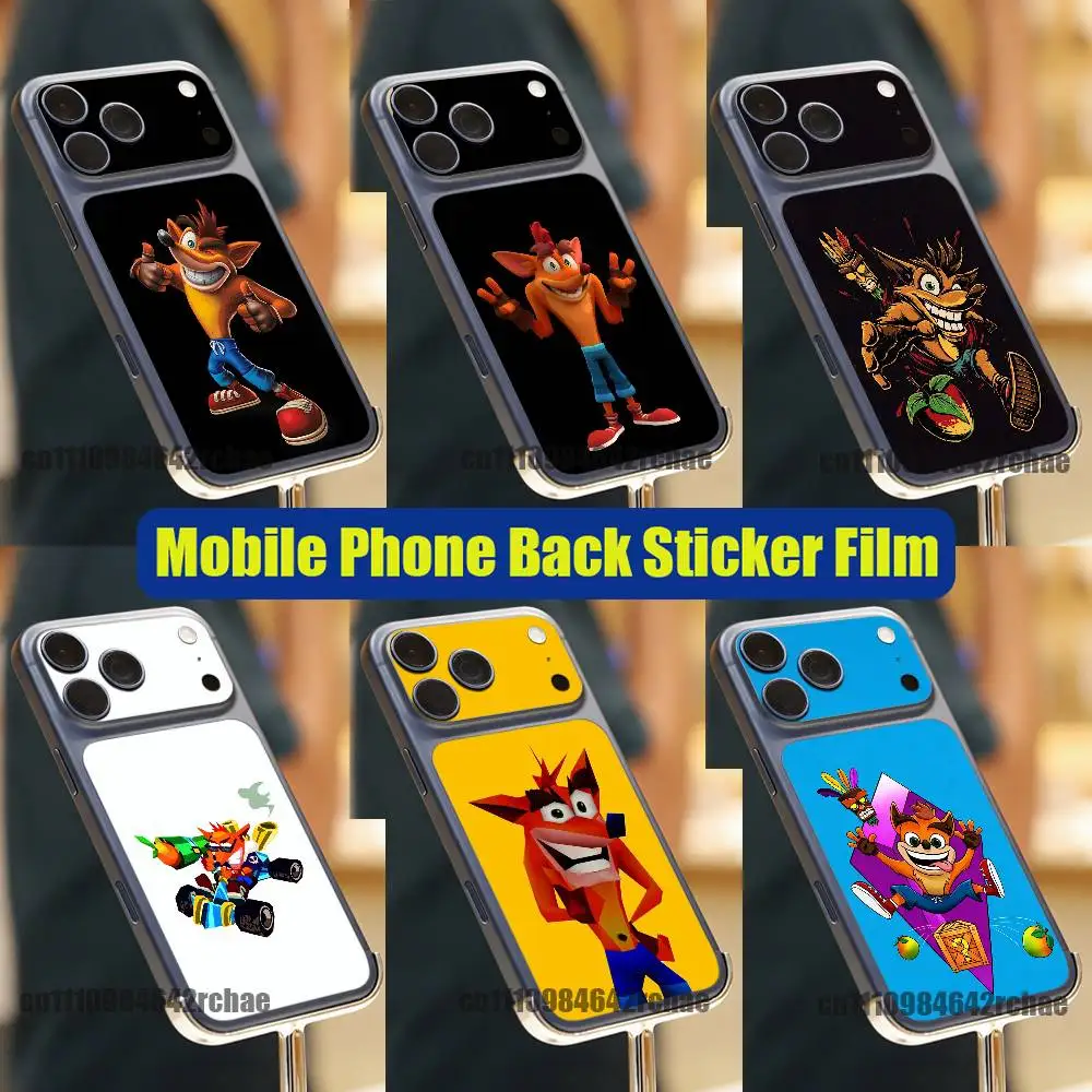 

For Game C-Crash B-Bandicoot iPhone 17 Pro Max Phone Back Sticker Film Decal Skin Wrap DIY Custom Stickers Full Cover