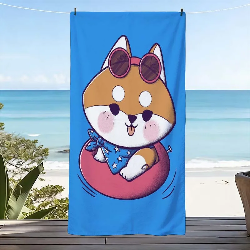 Cute Dog Beach Towel Puppy Print Summer Vacation Mat Pool Resort Towel Tropical Beach Gift Idea Accessories