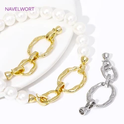 18K Gold Plated Brass Double Loops Connector Clasps,Beads End Clasps Fastener,For DIY Pearl Jewelry Making Accessories Fittings