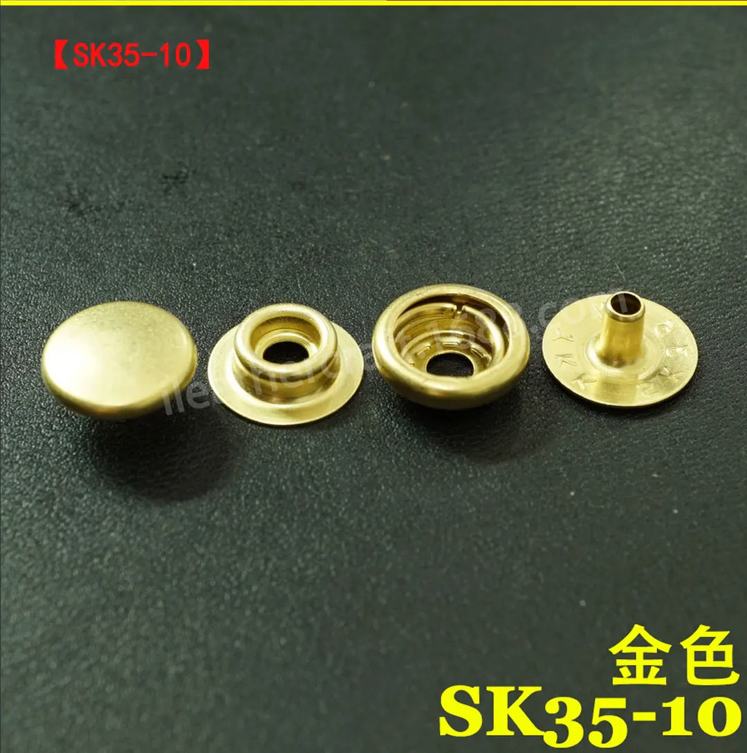 10 قطع من أزرار YKK اليابانية، أبازيم نحاسية أربعة في واحد، أبازيم زنبركية من النوع O، أزرار كبس، أزرار نحاسية، جلد مصنوع يدويًا أ