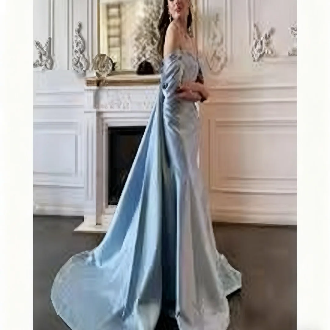 カスタムメイドのオフショルダーマーメイドプロムドレス、ビーズ刺繍のフォーマルイブニングドレス、誕生日パーティー、プロムガウン（女性用）