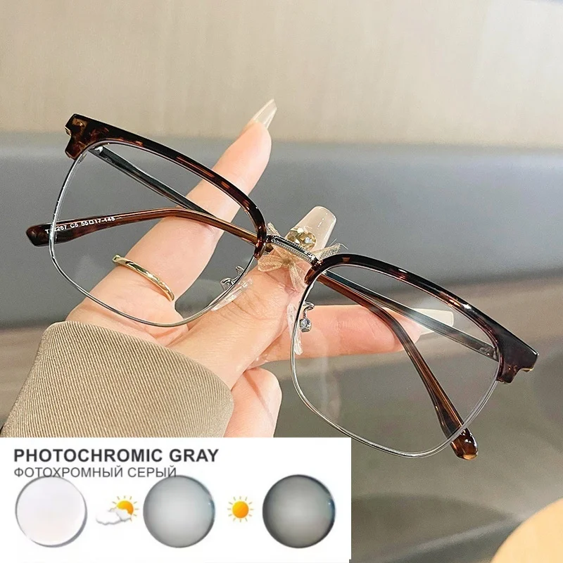 Light Men\'s Fashionable with Myopic Glasses Option round Face Eyebrow Frame Women\'s Box Custom Myopia Degree 0~-6.00