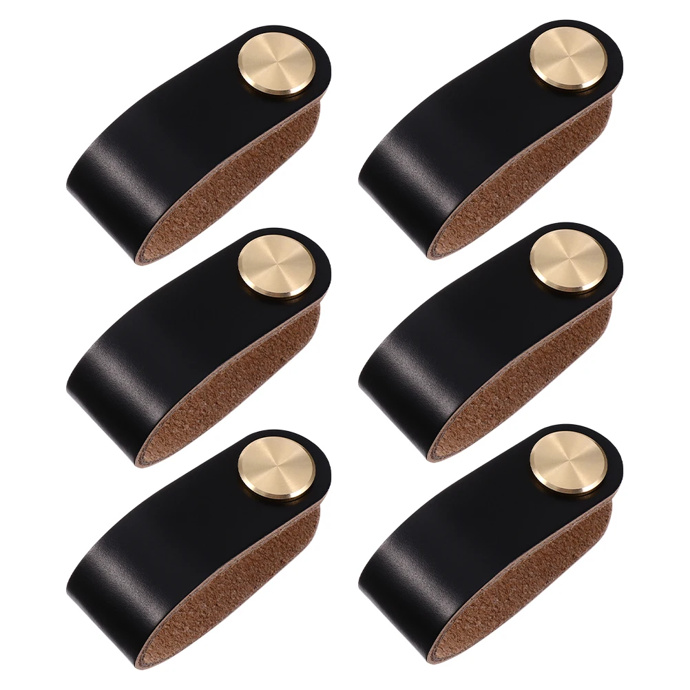 

6pcs Cabinet Handles Soft PU Anti Resistant Drawer Pulls Furniture Hardware Wardrobe Closet Bathrooms
