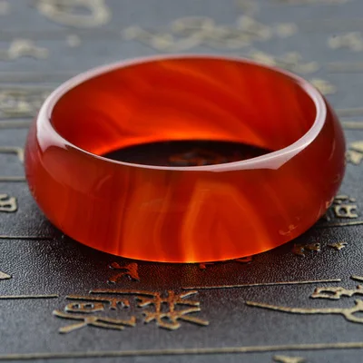 Red Copywriting Natural Chalcedony Agate Bracelet Jade Bangles Elegant Exquisite Jewelry Hand Accessories Crafts