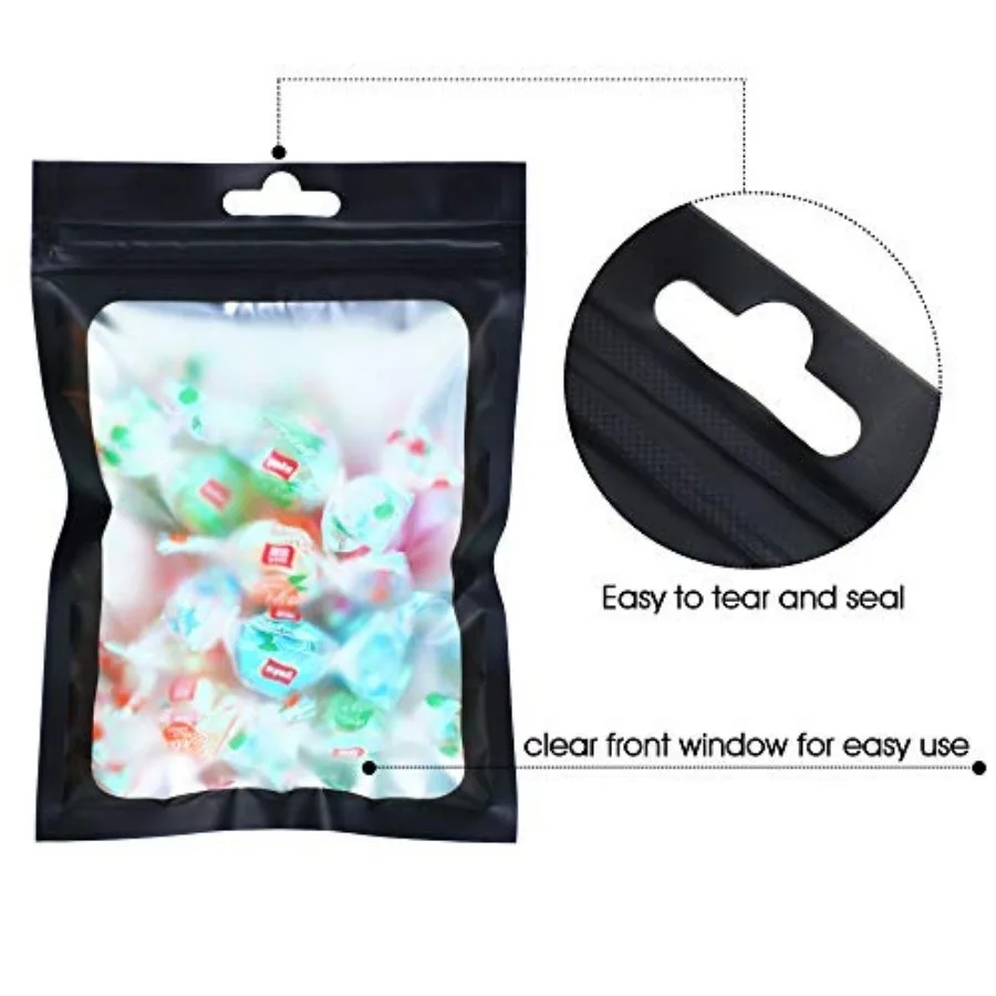 00 Pieces Resealable Foil Food Storage Bags with Clear Window Coffee Beans Candy Packaging Pouch for Food Small Business Suppli - view 3