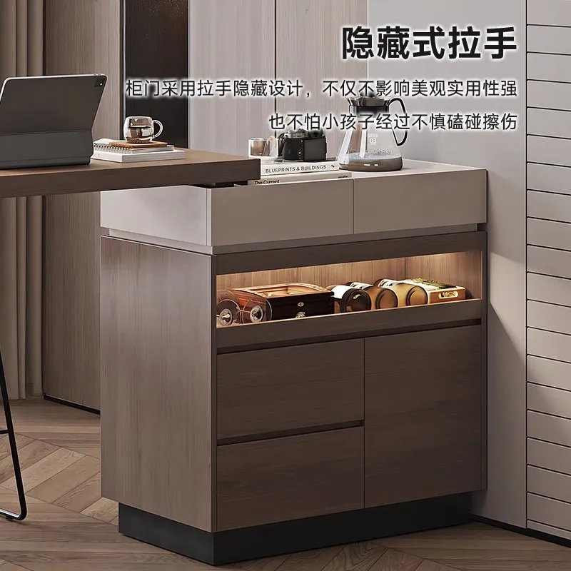 Minimalist medieval household small apartment living room telescopic bar integrated solid wood dining side cabinet partition