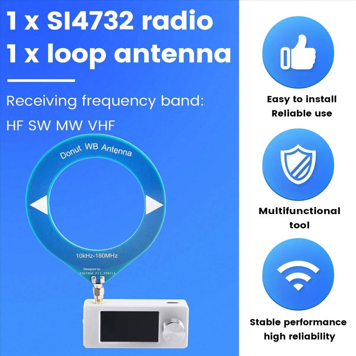【~ New Y24A】SI4732 Mini10-180Mhz SMA Interface Loop Antenna Pocket Size Radio Receiver Radio LSB USB AM FM Radio