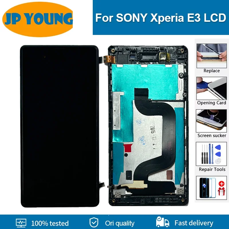 Tela lcd original para sony xperia e3 display lcd + tela de toque com quadro digitador assembléia substituição para sony e3 lcd